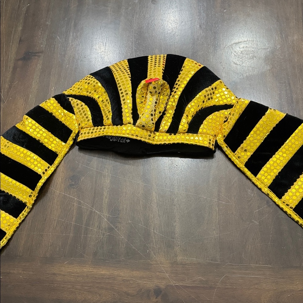 Pharaoh Black and Gold Striped Costume Headpiece